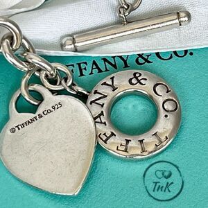 Vintage Tiffany Heart Tag Toggle Bracelet in Silver - 8”
